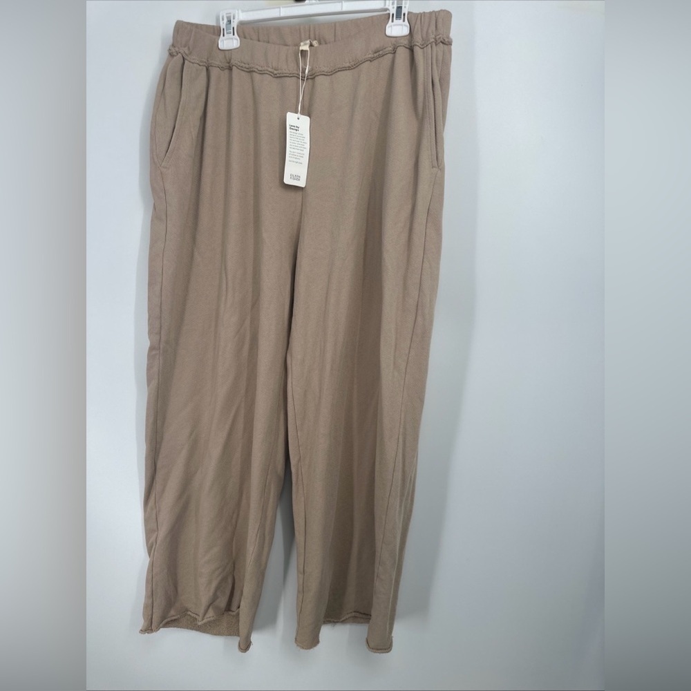 NWT EILEEN FISHER Lightweight Organic Cotton Terry Straight Pant Khaki XL